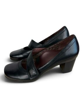 ABEO B.I.O.system Ophelia Black Leather Mary Jane Comfort Stacked Block Heel 9.5